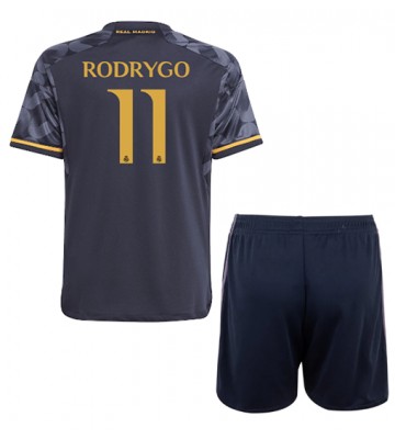 Real Madrid Rodrygo Goes #11 Koszulka Wyjazdowych Dziecięca 2023-24 Krótki Rękaw (+ Krótkie spodenki)